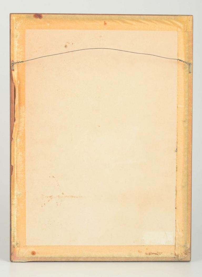 Åke Holm. Farbholzschnitt auf Papier. Komposition mit Mann im Baum. Mitte 20. C im Zustand „Gut“ im Angebot in København, Copenhagen