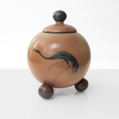 Åke Holm per Höganäs, vaso in ceramica Art Deco svedese con coperchio