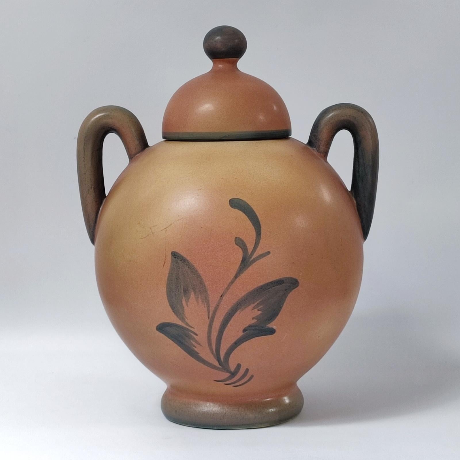 Ake Holm, Hoganas Large Art Deco Ceramic Urn with Lid by  In Good Condition For Sale In Bochum, NRW