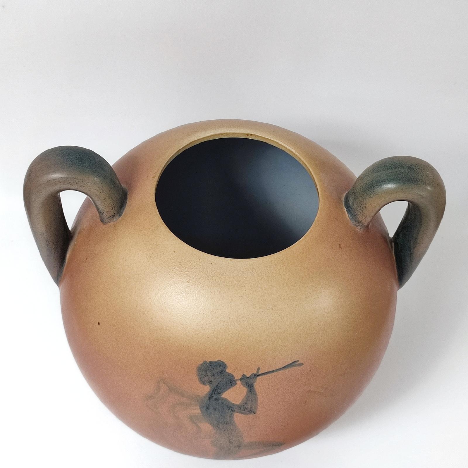 Große Art-Déco-Keramikurne mit Deckel von Ake Holm, Hoganas  im Angebot 2