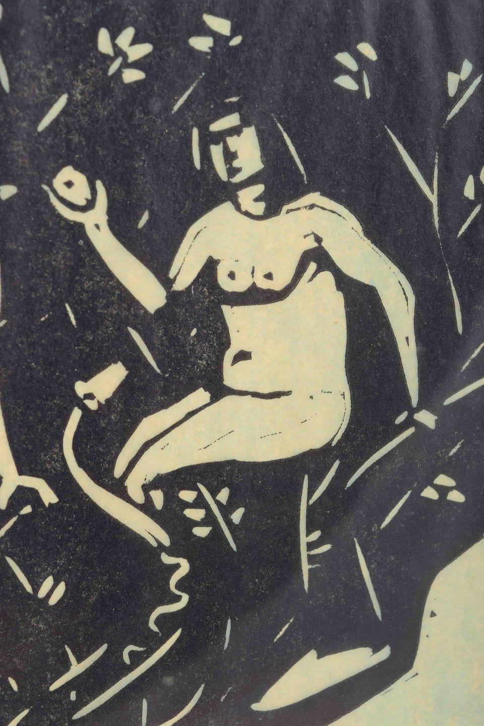 Åke Holm. Imprime en papel. Adán y Eva en el Jardín del Edén. Mediados del siglo XX Moderno en venta