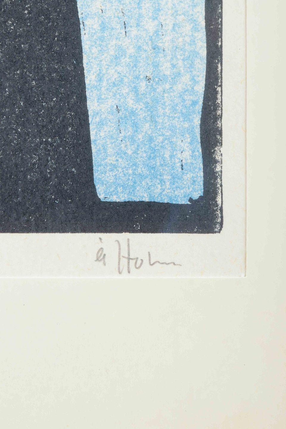 Suédois Åke Holm, Suède. Gravure sur bois en noir et blanc. Laban et ses filles, 1978. en vente