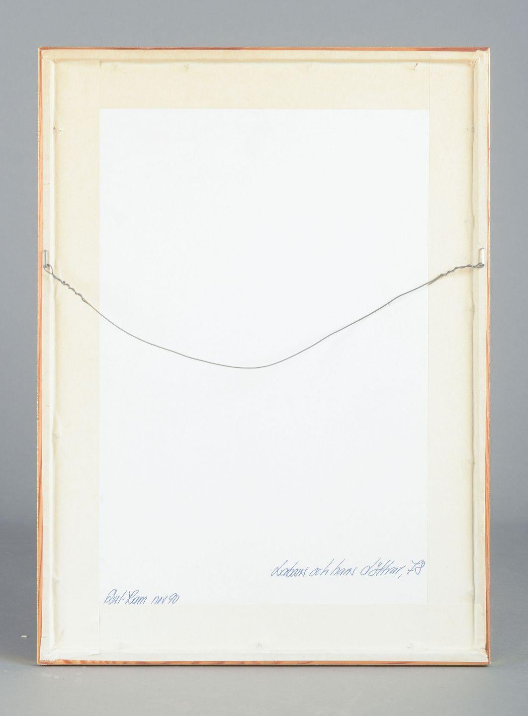 Åke Holm, Suède. Gravure sur bois en noir et blanc. Laban et ses filles, 1978. Bon état - En vente à København, Copenhagen