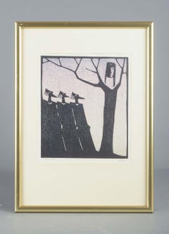Åke Holm, Sweden. Black-and-white woodcut with the Three Wise Men, 1978.