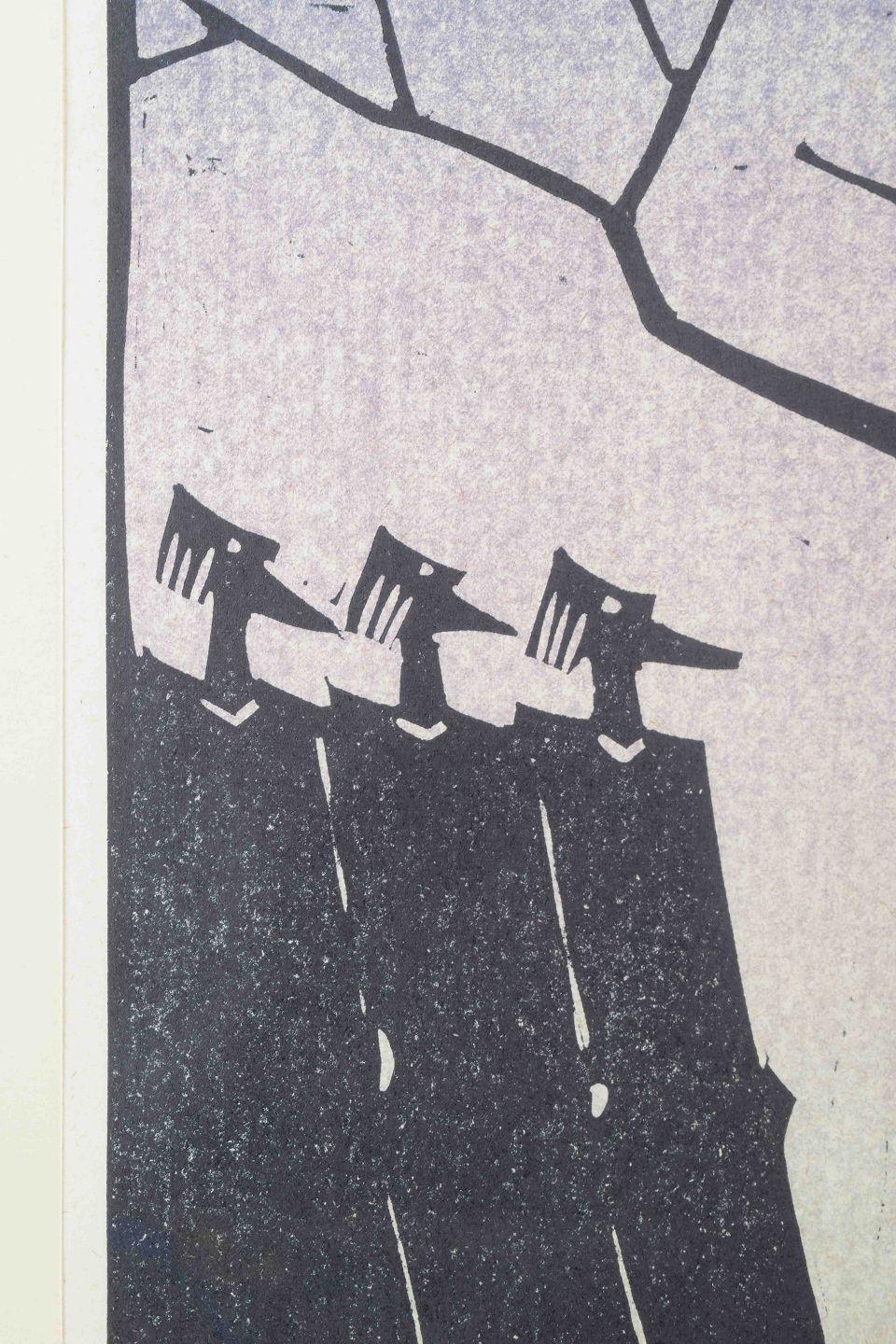Moderne Åke Holm, Suède. Gravure sur bois en noir et blanc représentant les Rois Mages, 1978. en vente