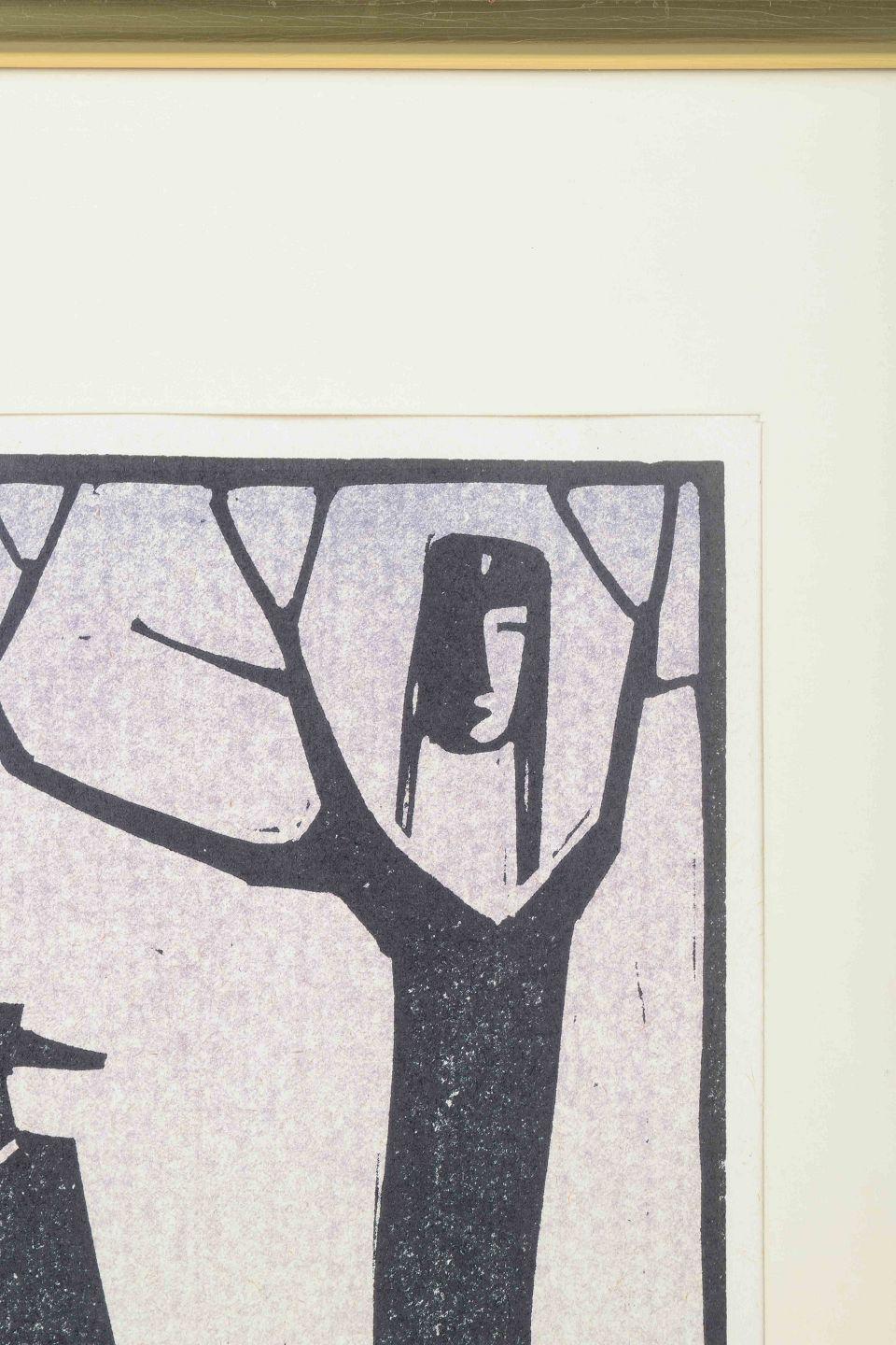 Suédois Åke Holm, Suède. Gravure sur bois en noir et blanc représentant les Rois Mages, 1978. en vente