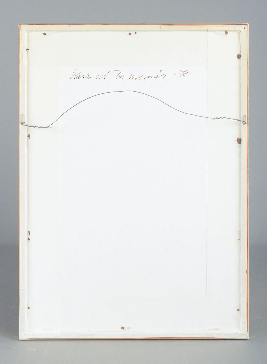 Fin du 20e siècle Åke Holm, Suède. Gravure sur bois en noir et blanc représentant les Rois Mages, 1978. en vente