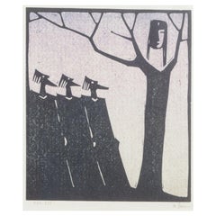 Åke Holm, Sweden. Black-and-white woodcut with the Three Wise Men, 1978.