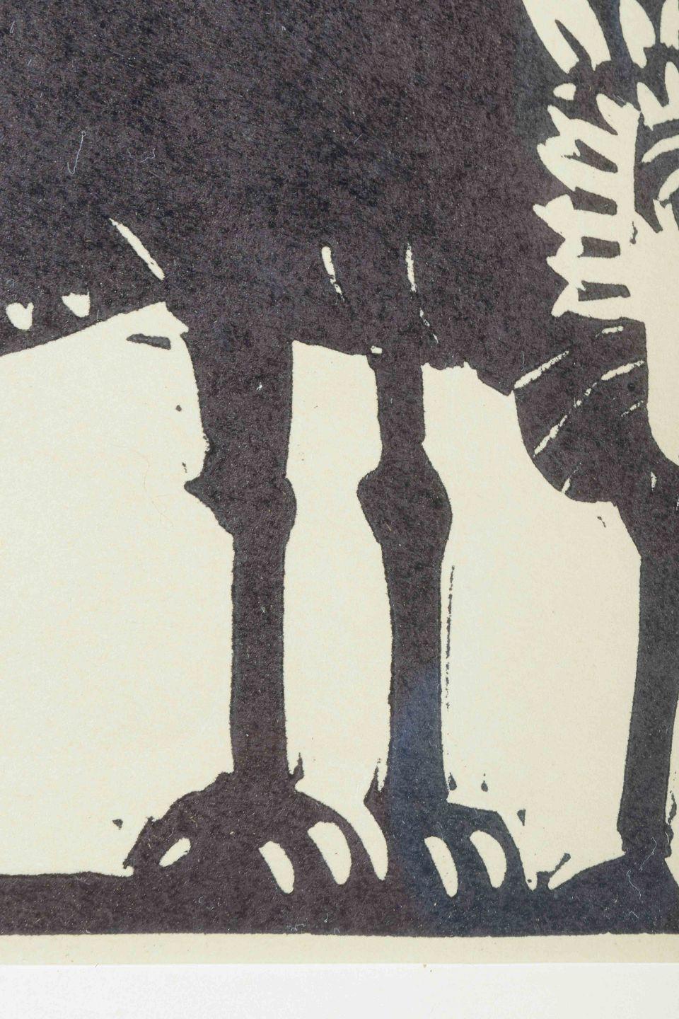 Suédois Åke Holm, Suède. Gravure sur bois sur papier. DEN dans la fosse aux lions, années 1970. en vente