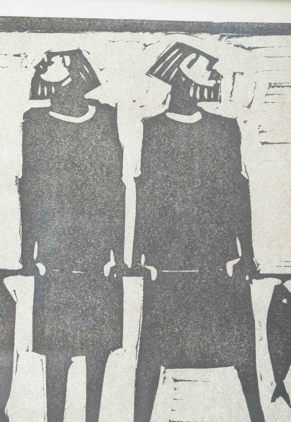 Moderno Åke Holm, Svezia. Xilografia su carta. Gli apostoli Peter e Andrew Andrews, anni '70. in vendita