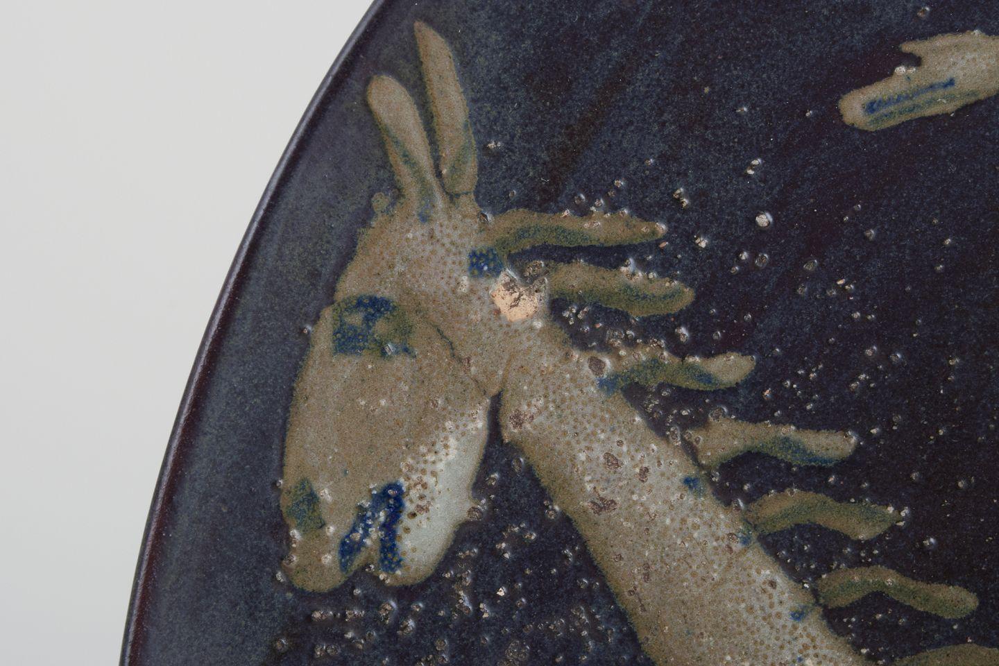 Ceramic Åke Holm, Swedish ceramicist. Large ceramic dish with motif of Don Quixote. For Sale