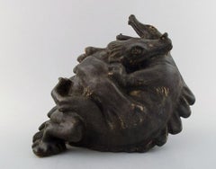 Åke Holm, Swedish Ceramist, Unique Ceramic Figure of Fighting Dragons