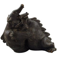 Åke Holm, Swedish Ceramist, Unique Ceramic Figure of Fighting Dragons