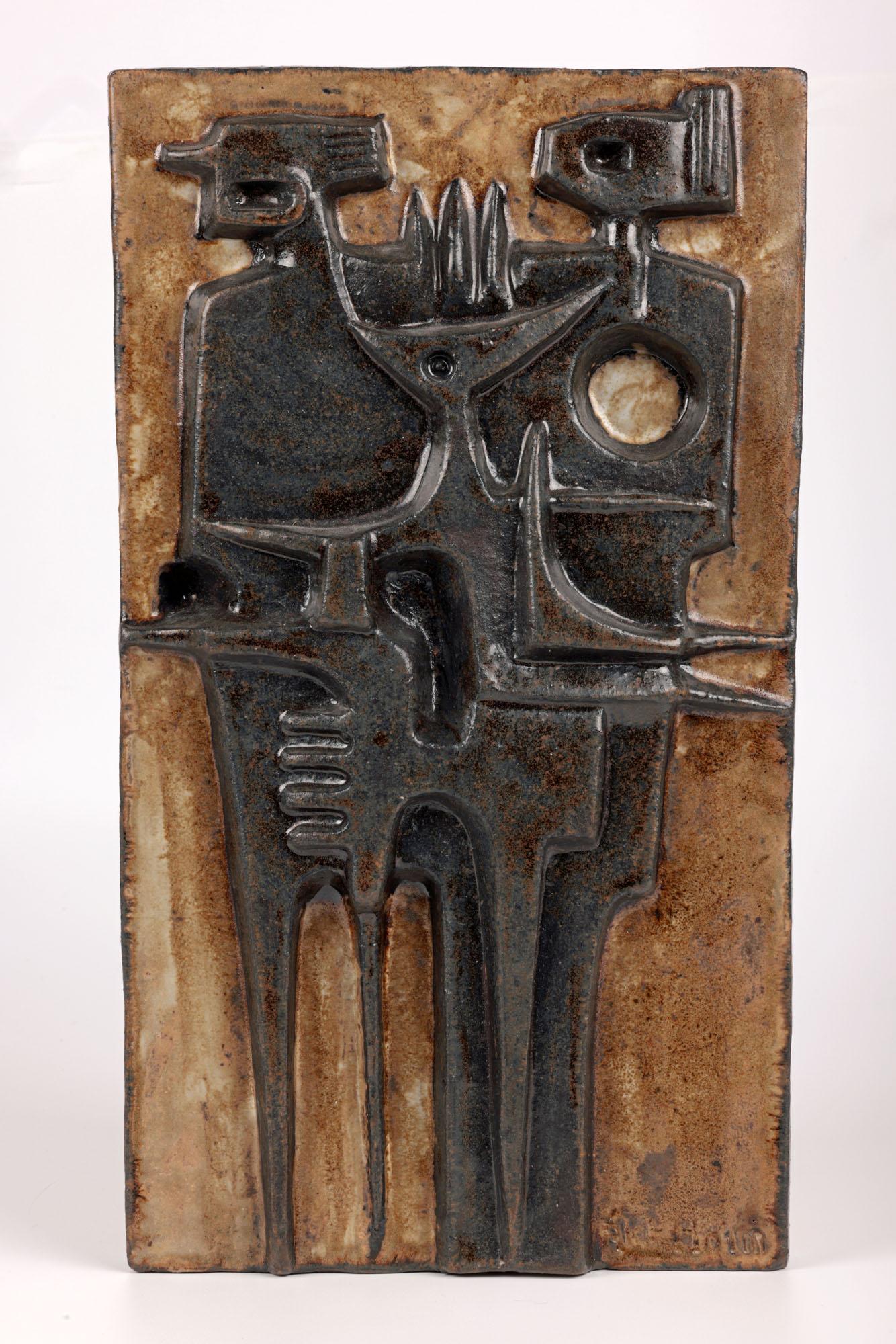 IÅke Holm Swedish Höganäs Brutalist Abstract Ceramic Wall Plaque en vente 6