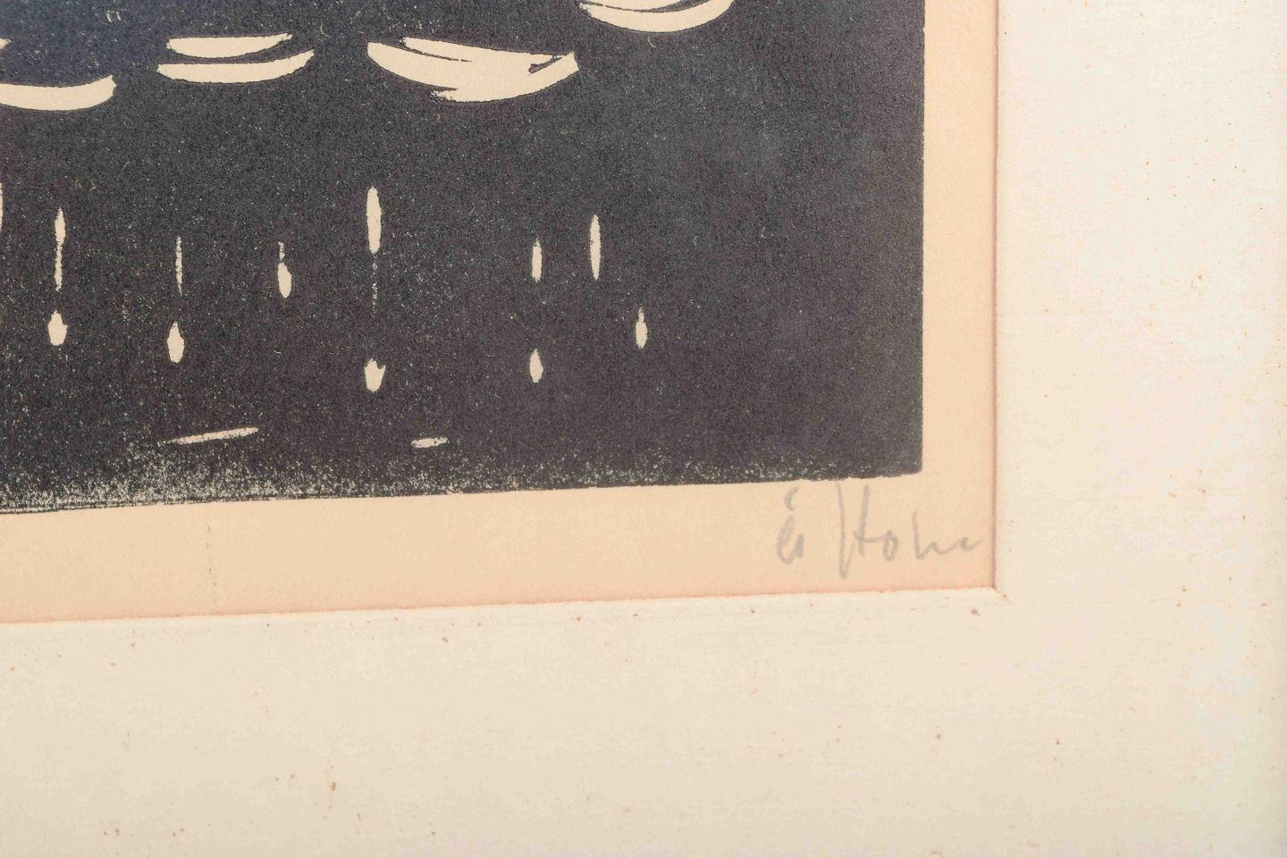 Åke Holm. Holzschnitt auf Papier. Biblisches Motiv eines Hirten mit Stab und Herde. im Zustand „Hervorragend“ im Angebot in København, Copenhagen