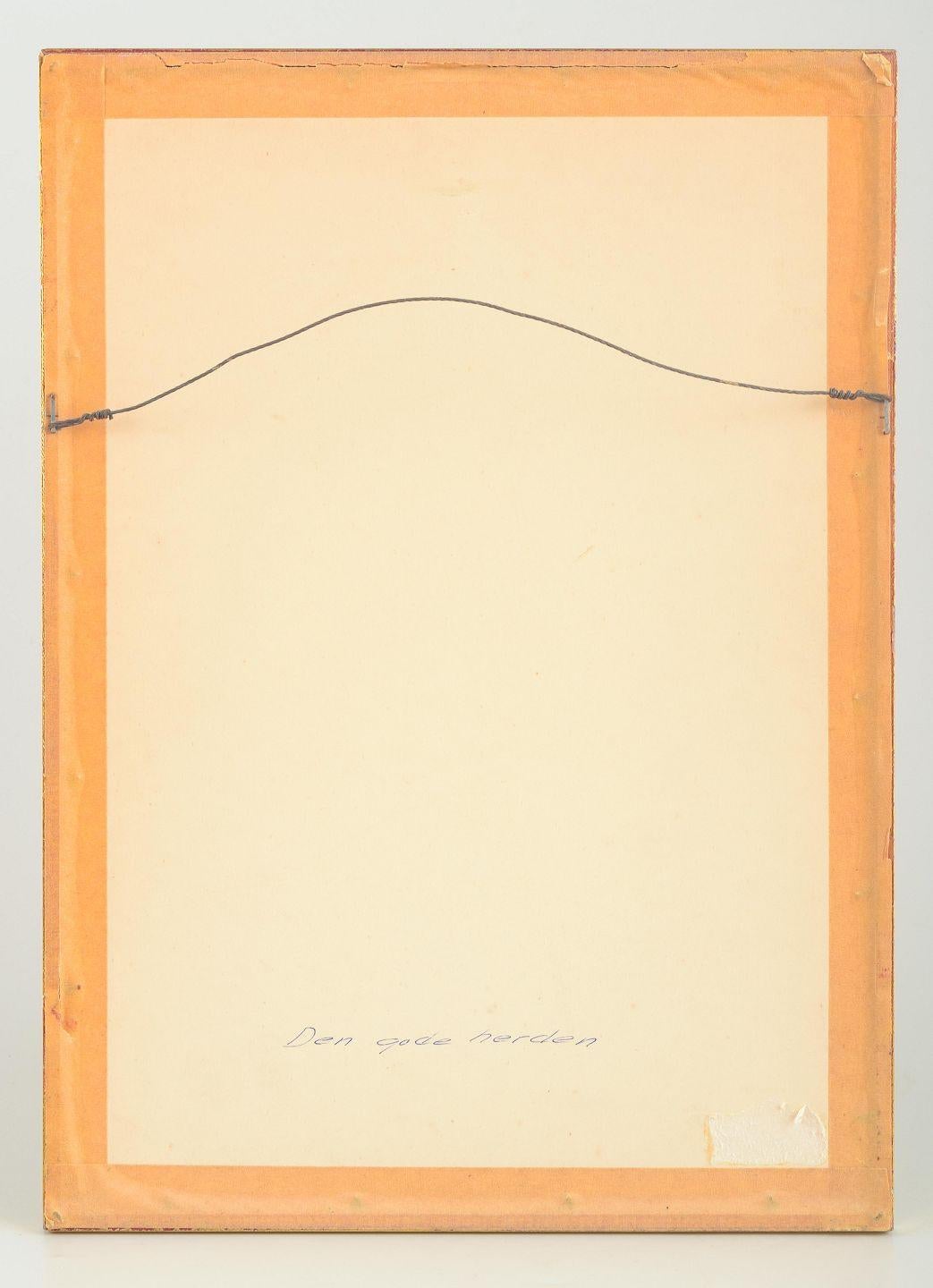 Åke Holm. Holzschnitt auf Papier. Biblisches Motiv eines Hirten mit Stab und Herde. (20. Jahrhundert) im Angebot