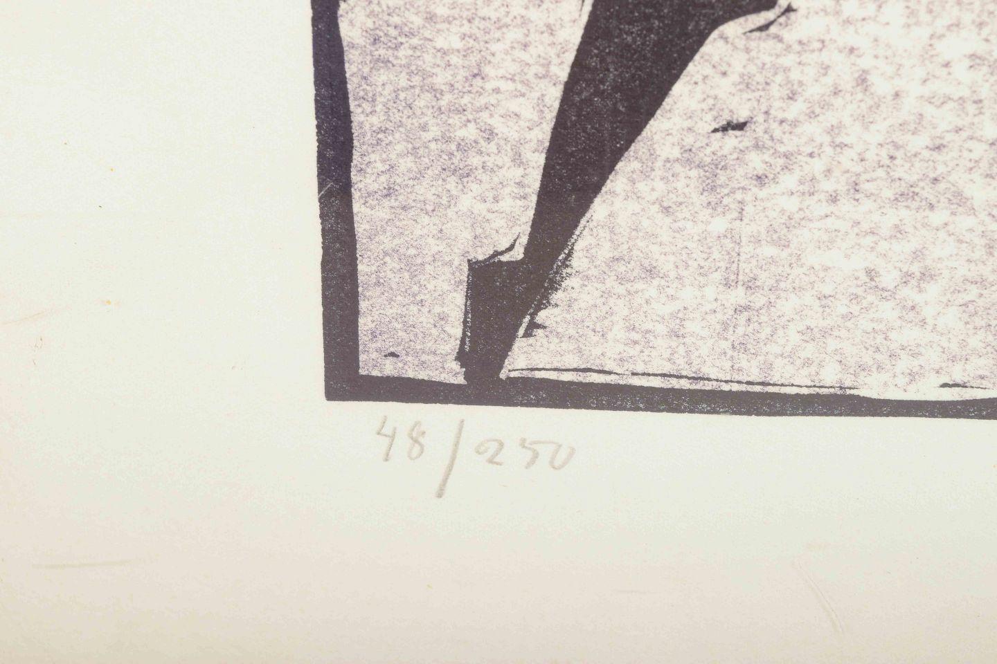 Suédois Åke Holm. Gravure sur bois sur papier. Composition avec deux personnages (David et Paul). en vente