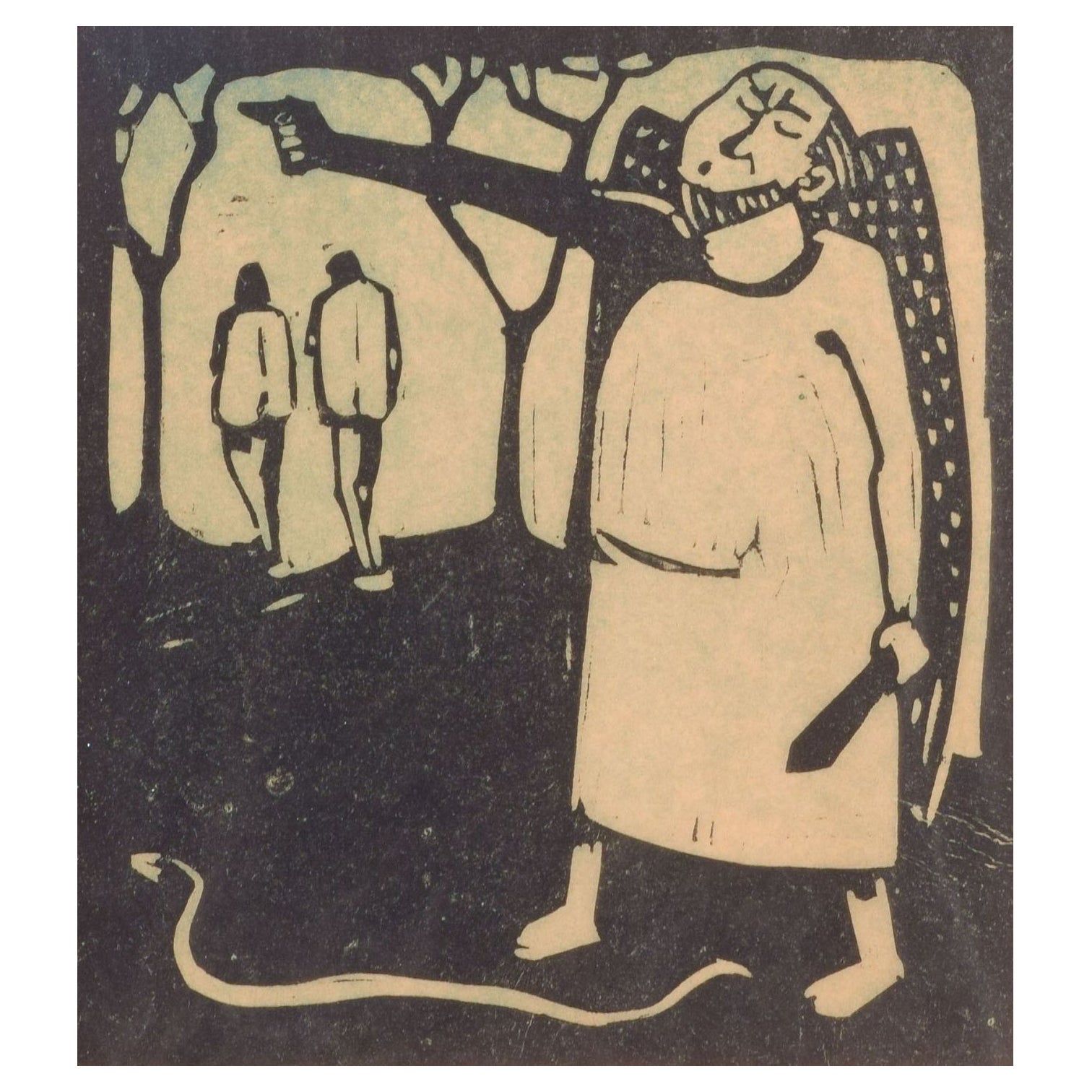 Åke Holm. Holzschnitt auf Papier. Figürliche Komposition. Mitte des 20. Jahrhunderts