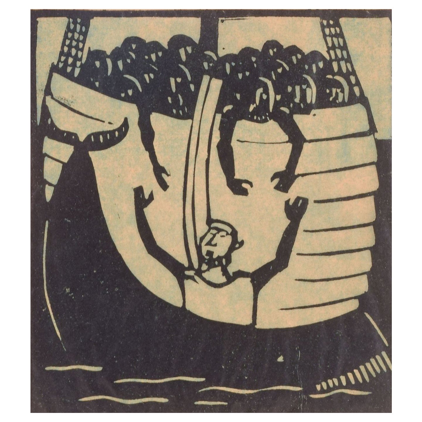 Åke Holm. Woodcut on paper. Jonah and the whale. Mid-20th C.