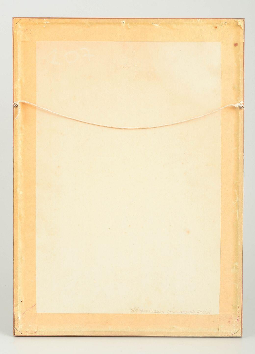 20ième siècle Åke Holm. Gravure sur bois sur papier avec une composition figurative. Milieu du 20e siècle. en vente