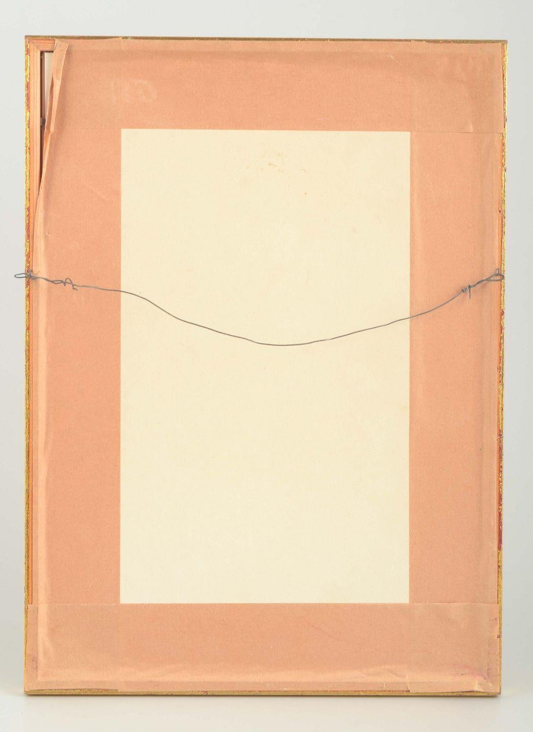 20ième siècle Åke Holm. Gravure sur bois avec des figures de groupe. Impression en couleur dans les tons noir, rose et bleu en vente