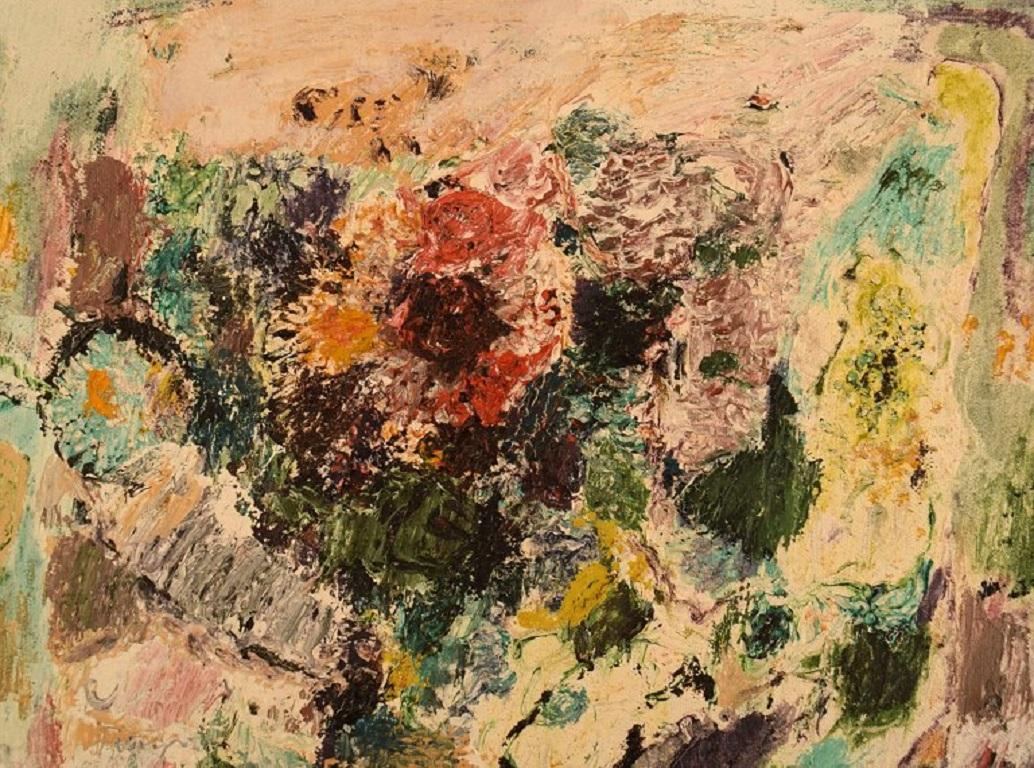 Moderne Åke Wilhelm Andersson, artiste suédois classé, huile sur carton, fleurs en vente