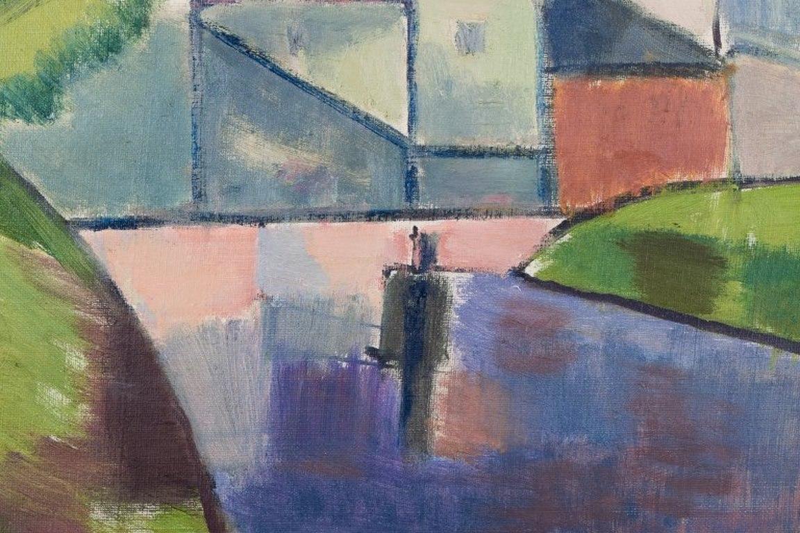 Åke Winnberg, eingetragener schwedischer Künstler, Öl auf Leinwand, modernistische Landschaft (Schwedisch)