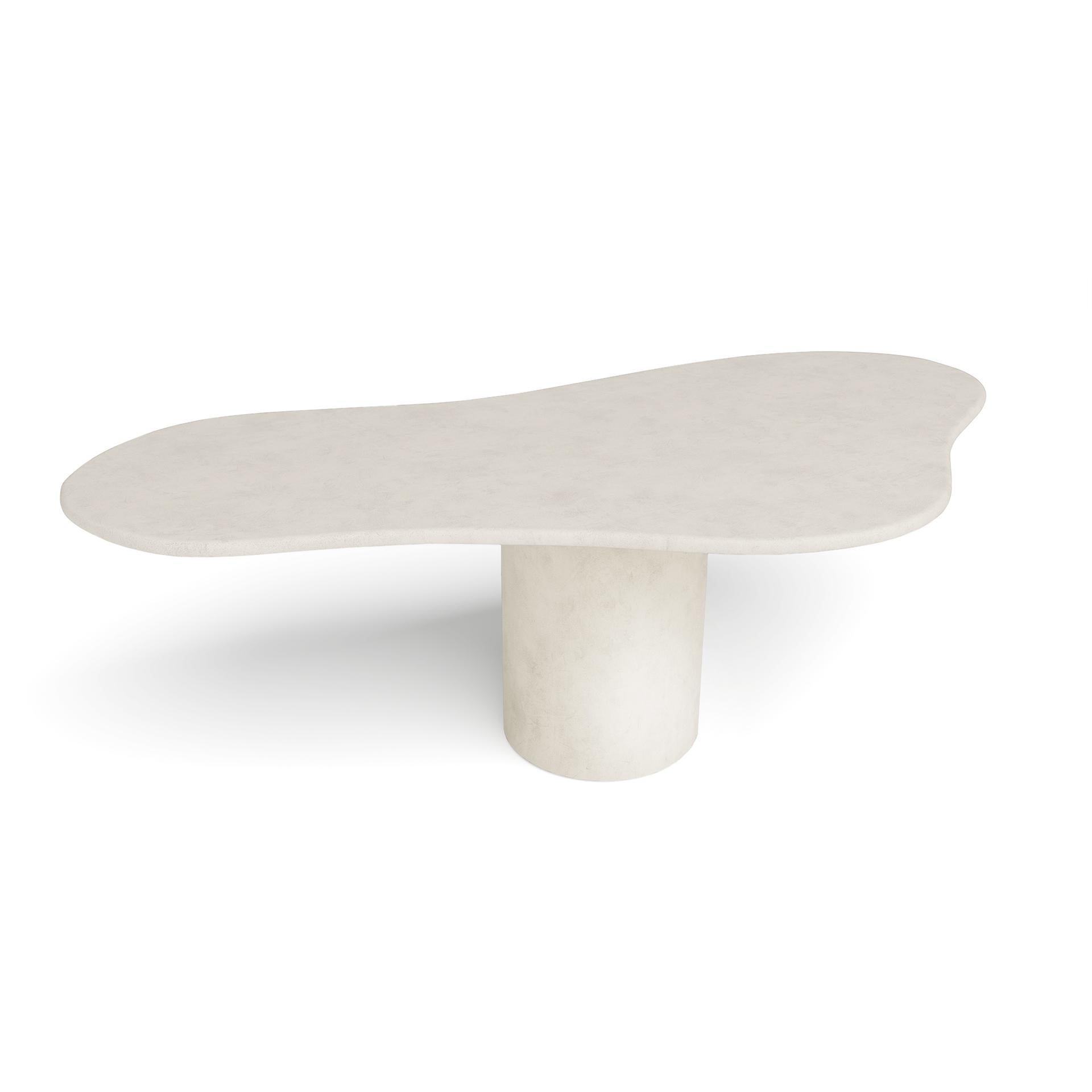 Akemi Dining Table by Kasanai
Dimensions: D 79 x W 160 x H 76 cm.
Materials: Lime plaster.
Also available in different dimensions and colors. Please contact us.

At once fluid and structured, the Akemi table is an artistic talking point for any