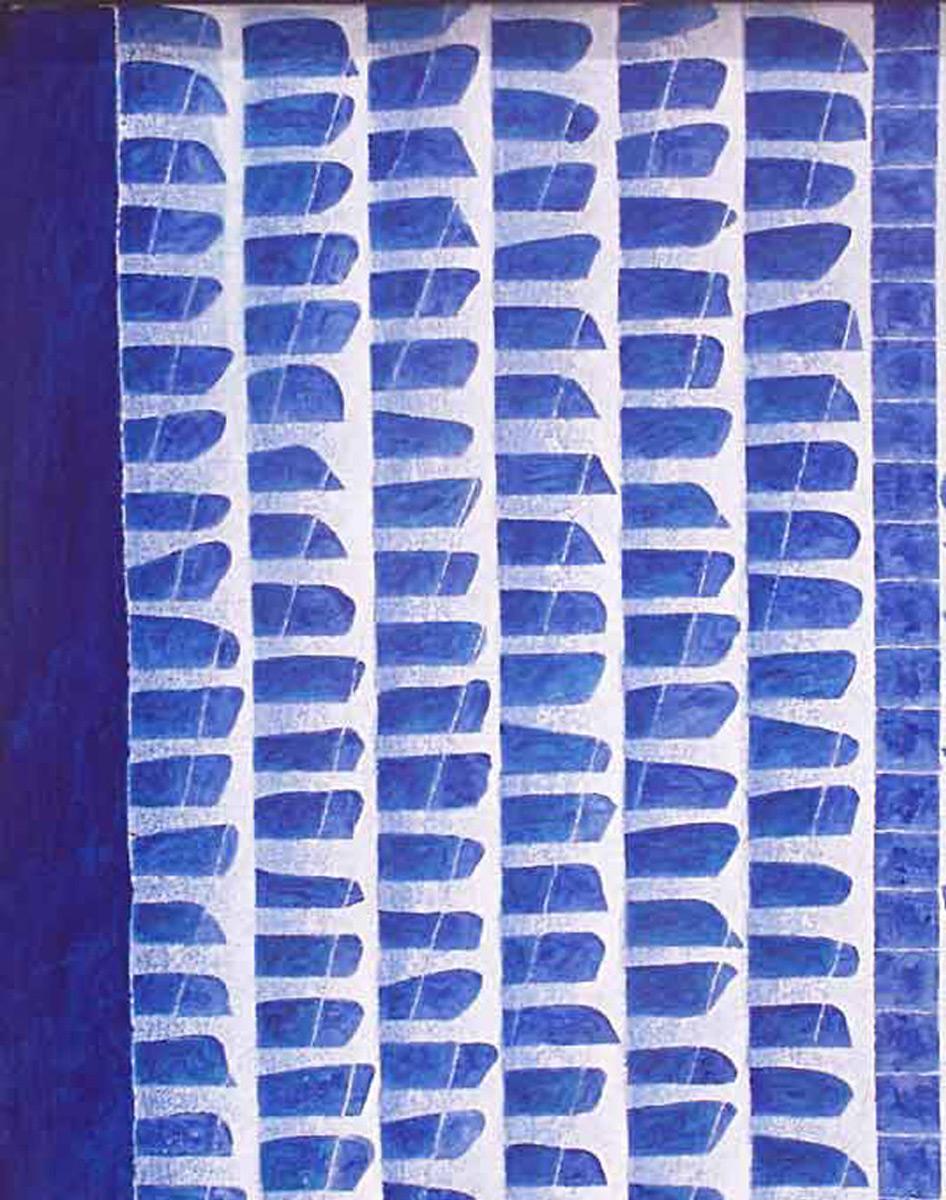 Peinture abstraite, acrylique sur toile, bleue, blanche, de l'artiste indien « en stock » - Painting de Akhilesh