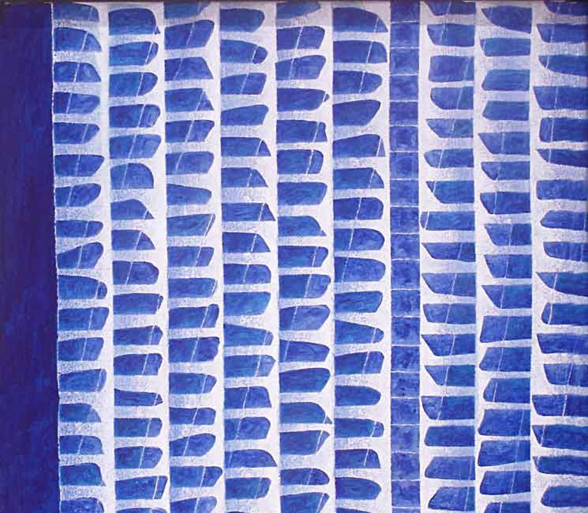 Peinture abstraite, acrylique sur toile, bleue, blanche, de l'artiste indien « en stock » - Contemporain Painting par Akhilesh