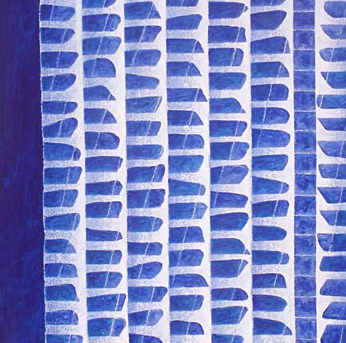Peinture abstraite, acrylique sur toile, bleue, blanche, de l'artiste indien « en stock » en vente 1