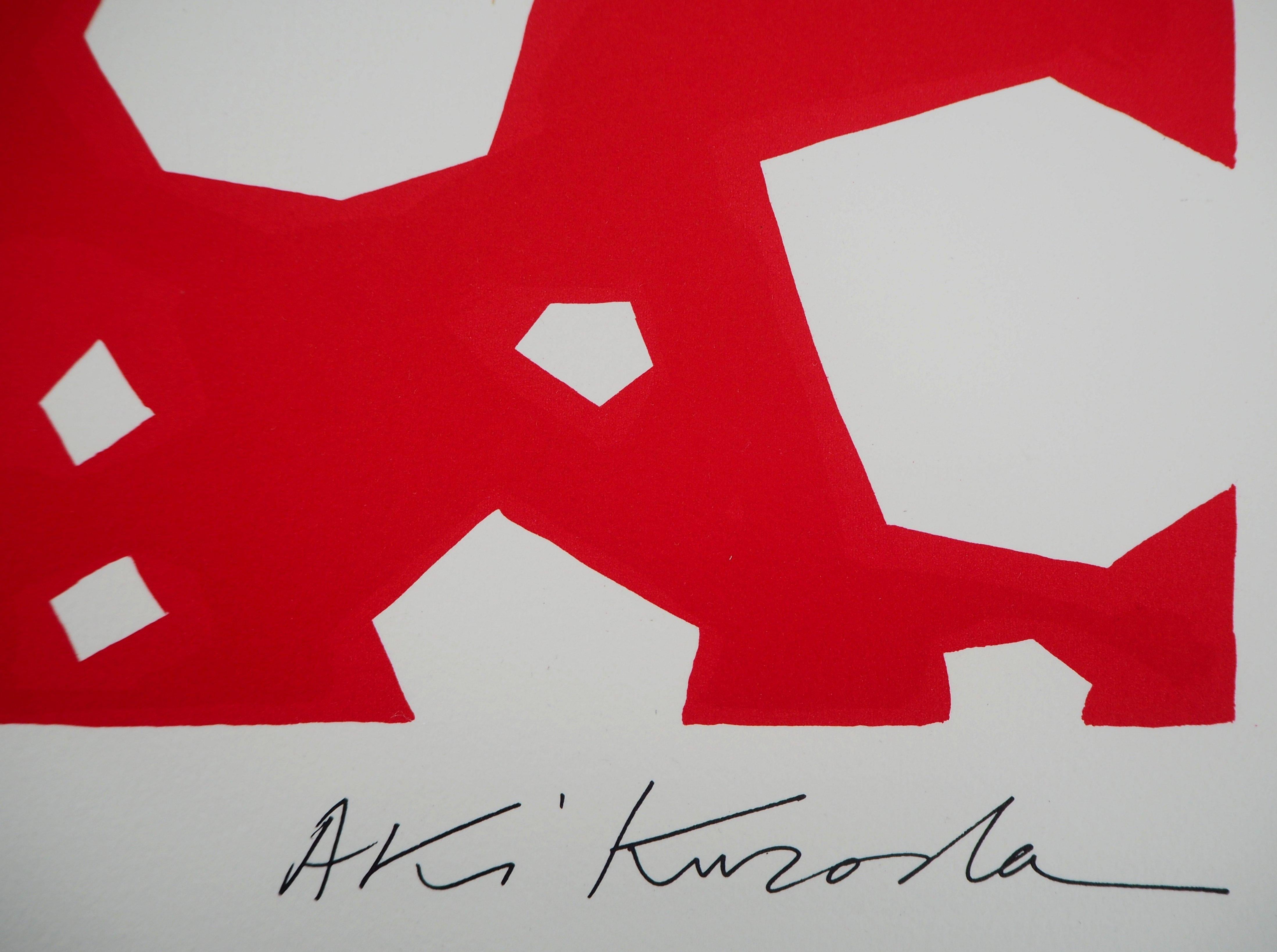 Abstract Composition with Hidden Profile - Original lithograph - Print by Aki Kuroda