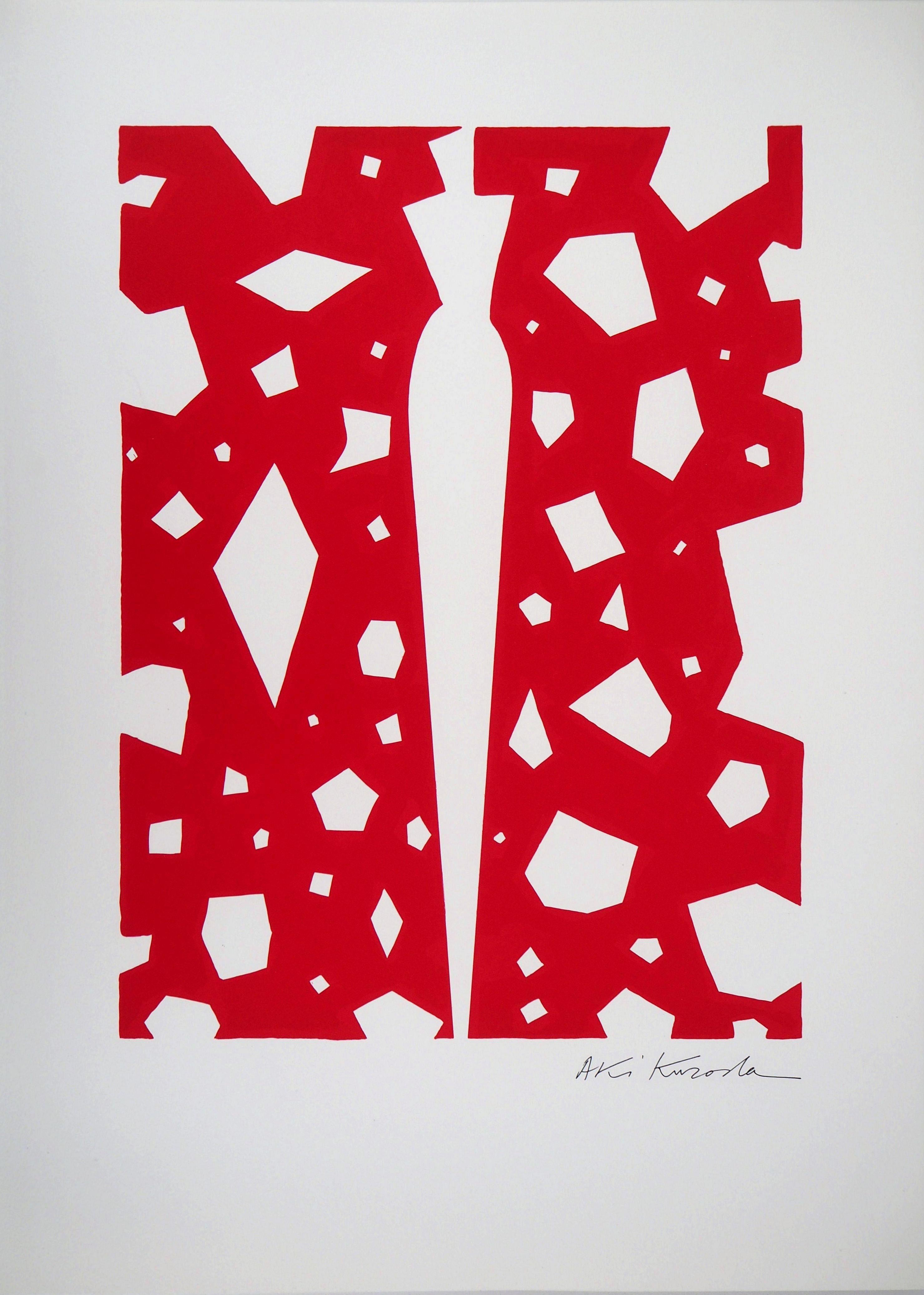 Aki Kuroda Abstract Print - Abstract Composition with Hidden Profile - Original lithograph