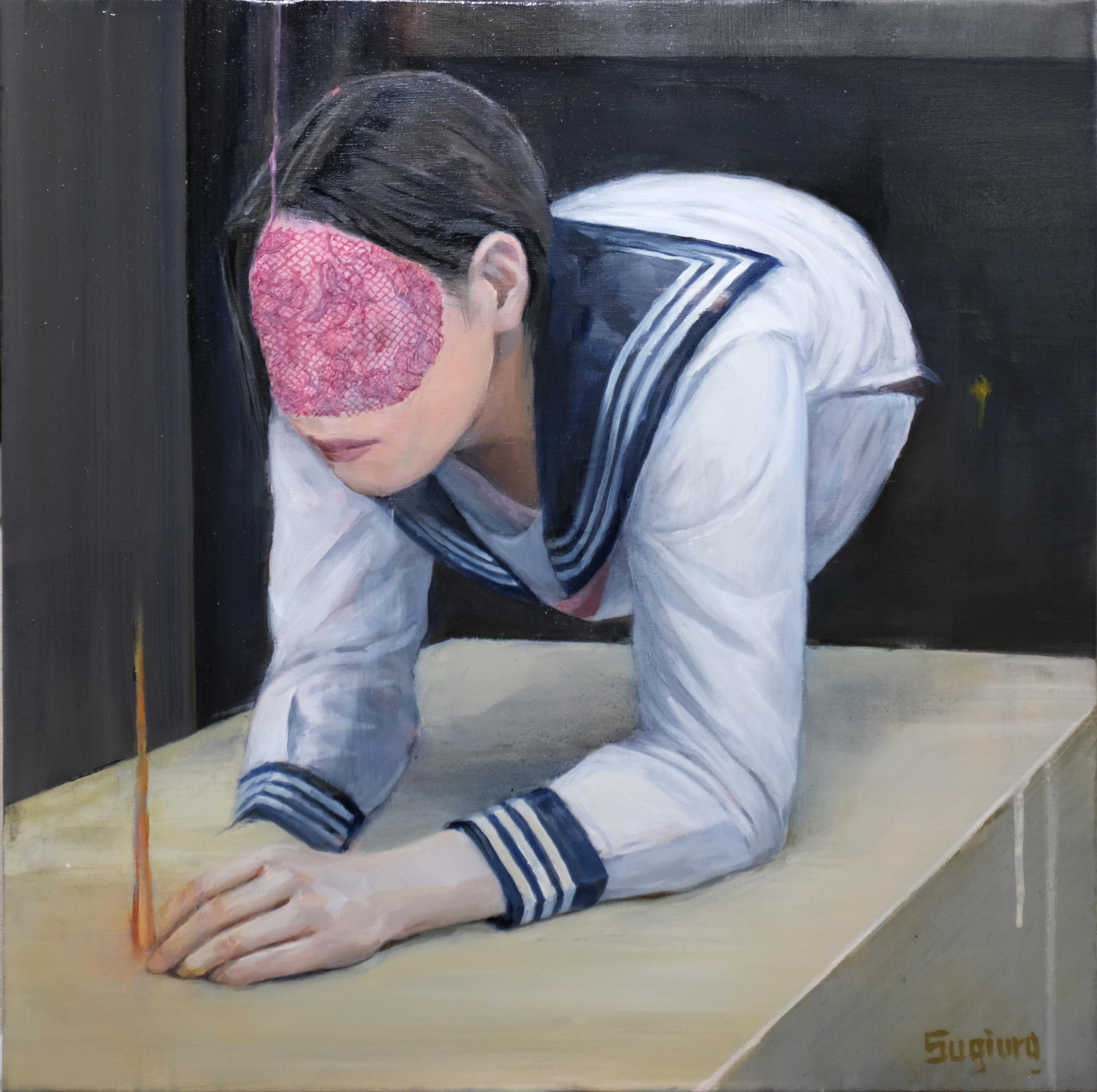 Figurative Painting Akihiko Sugiura - Autoportrait