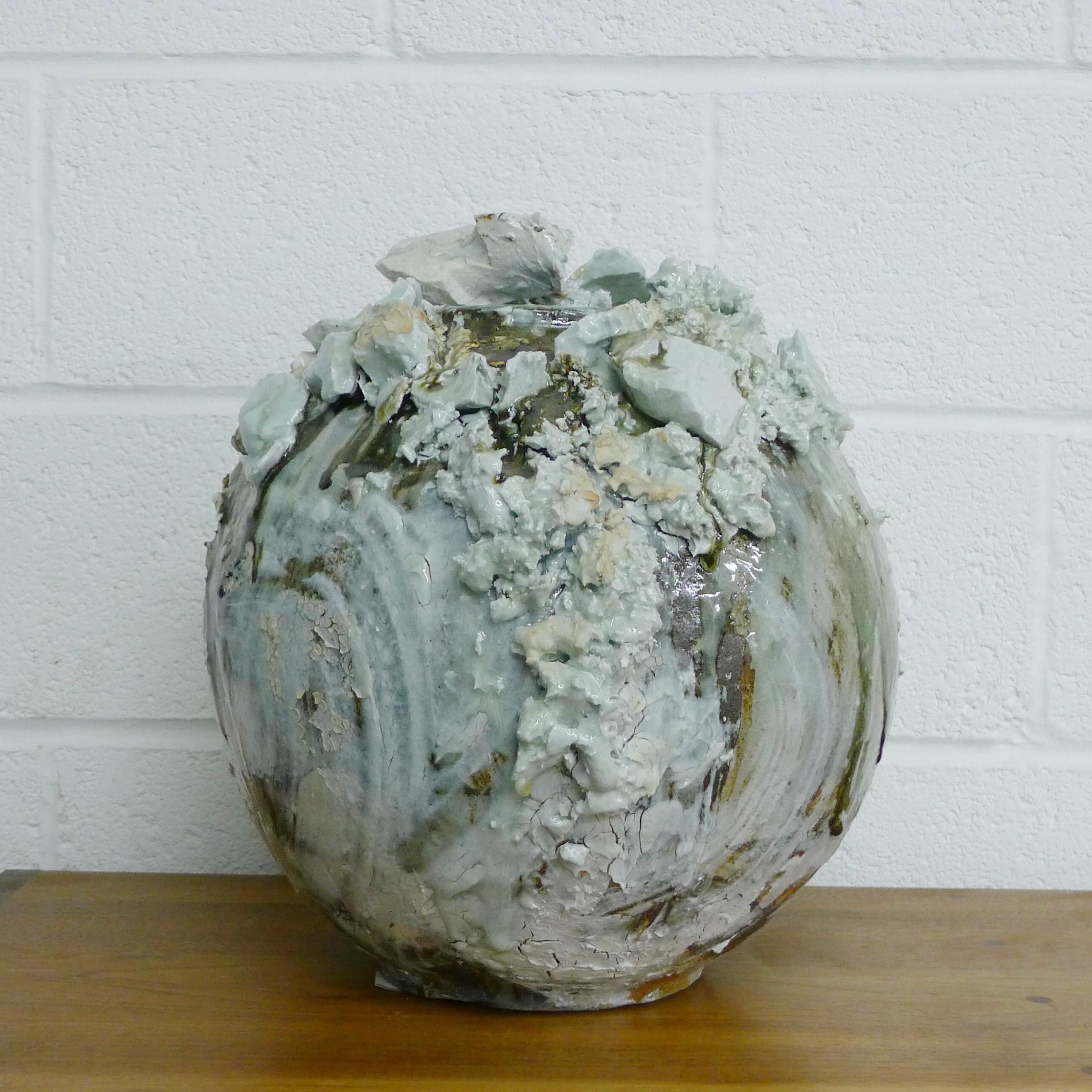 Modern Akiko Hirai, Large Ceramic Moon Jar, 43cm high