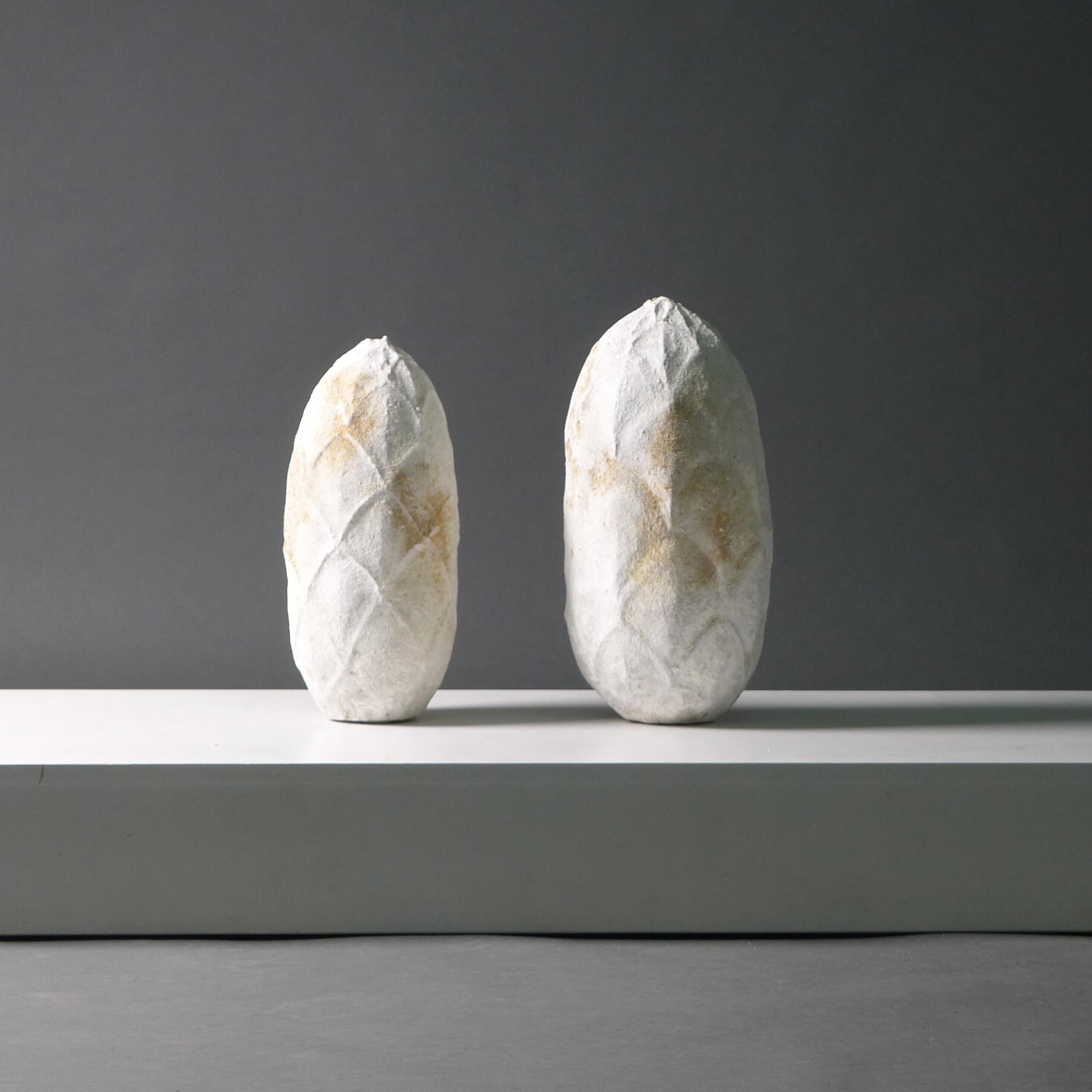 Modern Akiko Hirai, Two Ceramic Cocoon Vessels For Sale