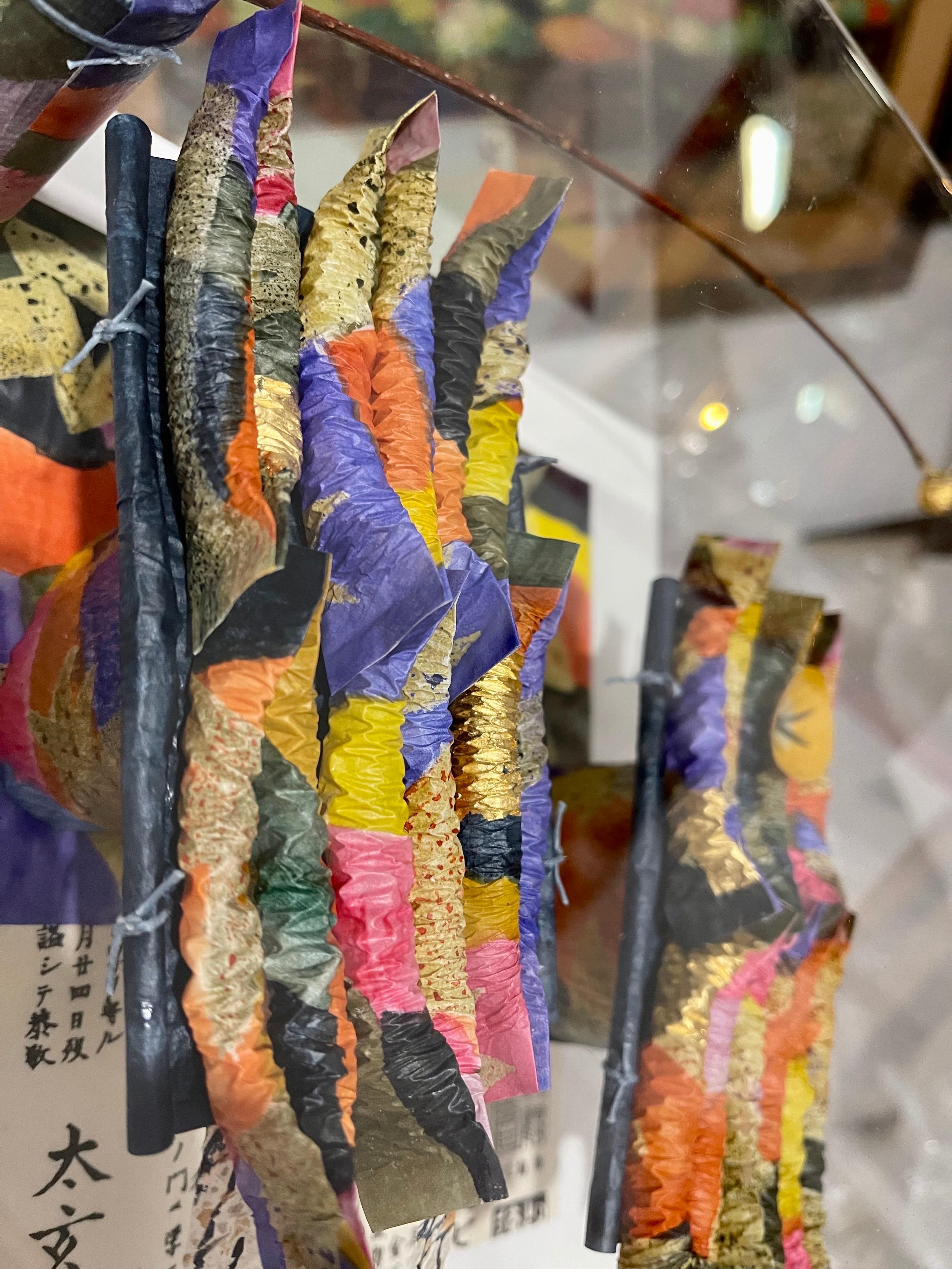 Akiko Sugiyama Collage de peinture calligraphique japonaise, Sculpture 3D pour boîte à ombres en vente 12