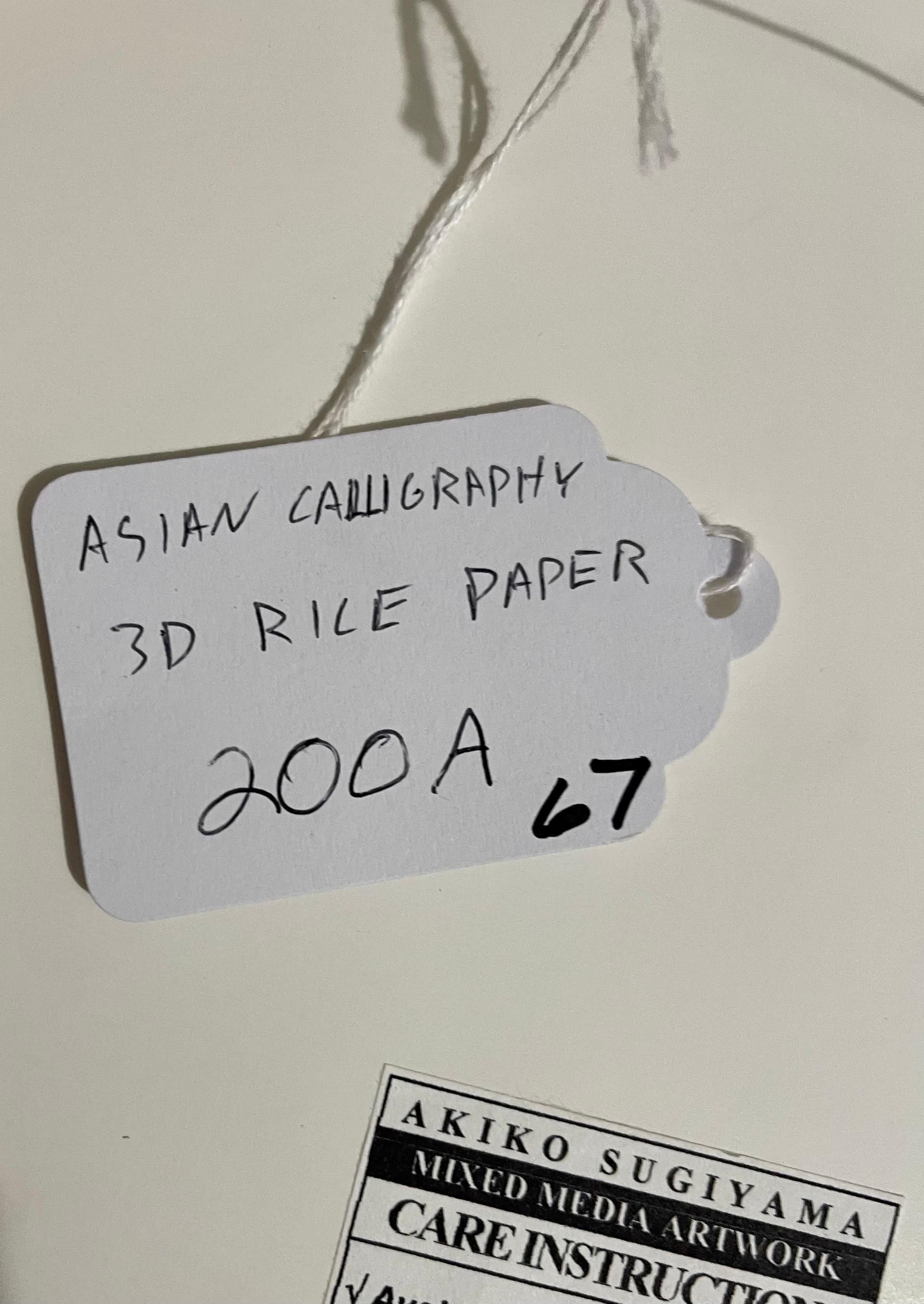 Akiko Sugiyama Japanese Calligraphy Painting Collage, 3D Shadow Box Sculpture For Sale 13