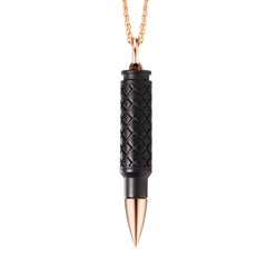 Akillis Fatal Attraction Pendant Black Titanium Rose Gold Head Carved Pattern