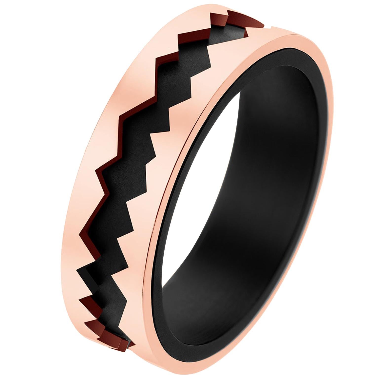 Akillis Capture in Motion Ring 18 Karat Rose Gold and Black Titanium For Sale