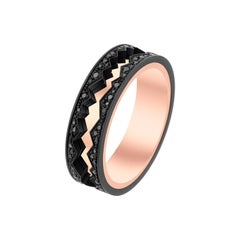 Akillis Capture in Motion Ring 18 Karat Rose Gold White Gold Black Diamonds