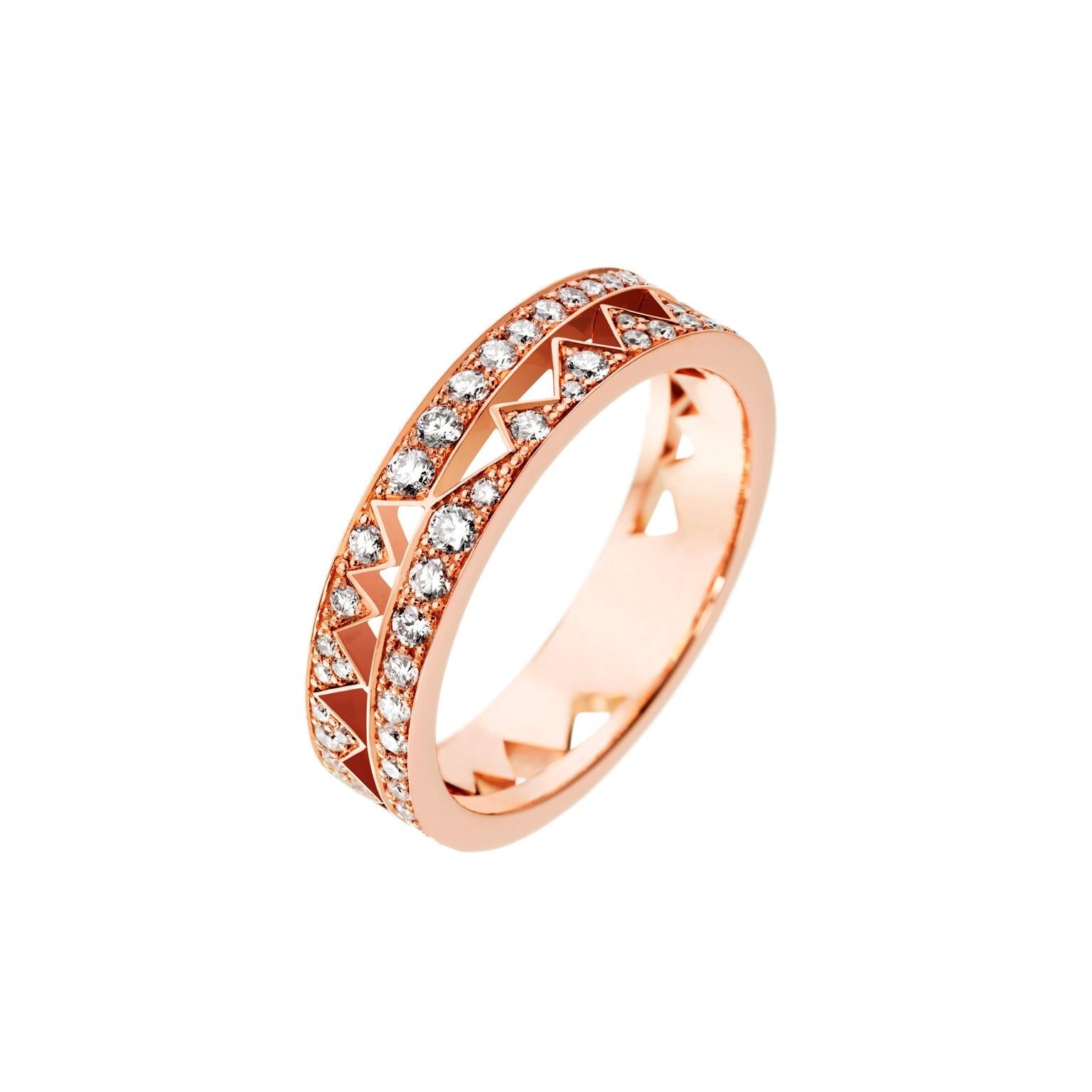 Akillis Capture Me Band Ring 18 Karat Rose Gold Full Set White Diamonds For Sale