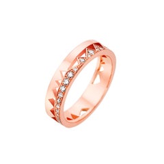 Akillis Capture Me Band Ring 18 Karat Rose Gold Half-Set White Diamonds