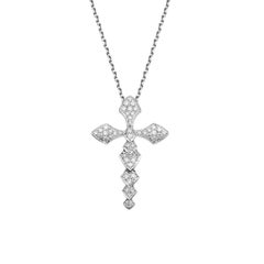 Akillis Python Cross Pendant 18 Karat White Gold White Diamonds Small Size