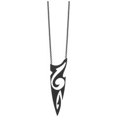 Akillis Tattoo Necklace Black Titanium Silver Chain for Him