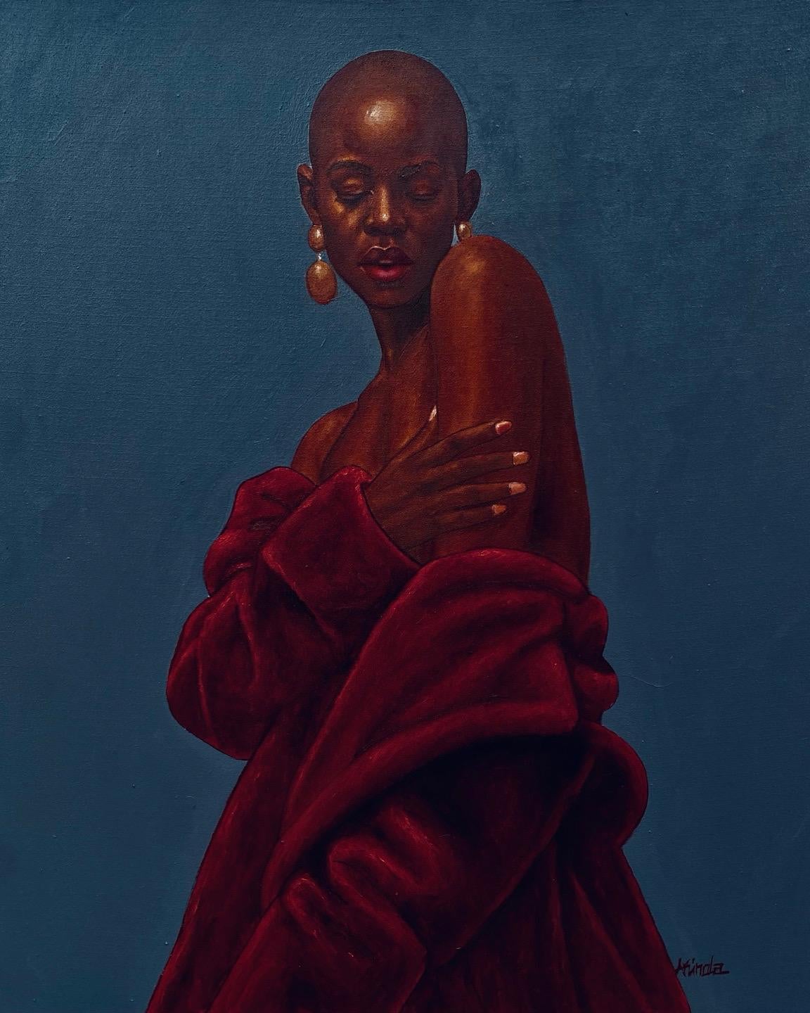Akinboye Akinola Peter Animal Painting - Forbidden Fruit - 21st Century Contemporary, Figurative Portrait, Fashion, Women