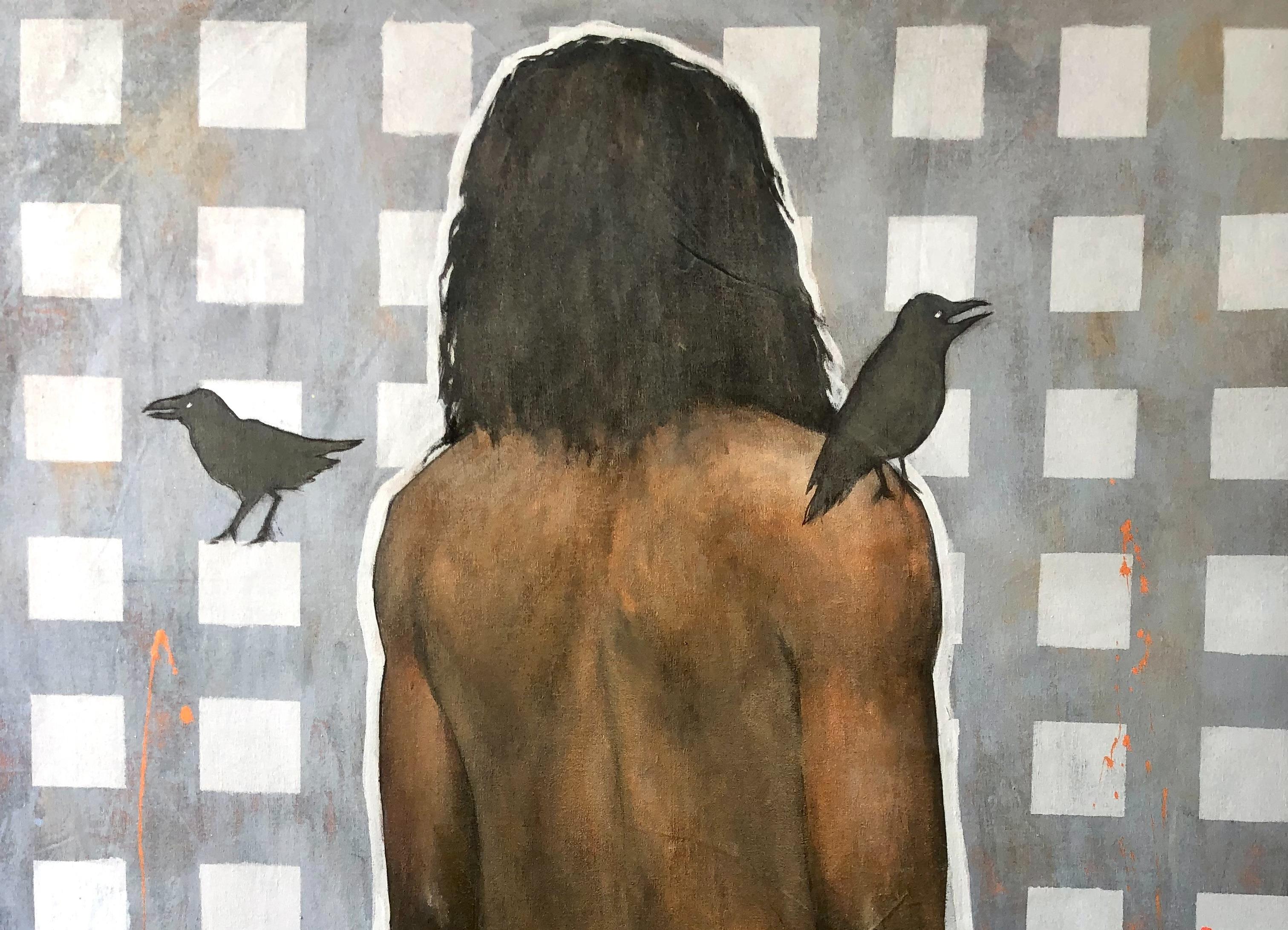 La vita come mezzo di conoscenza - 21° secolo, Contemporaneo, Figurativo, Uomo, Uccello - Painting di Akinboye Akinola Peter