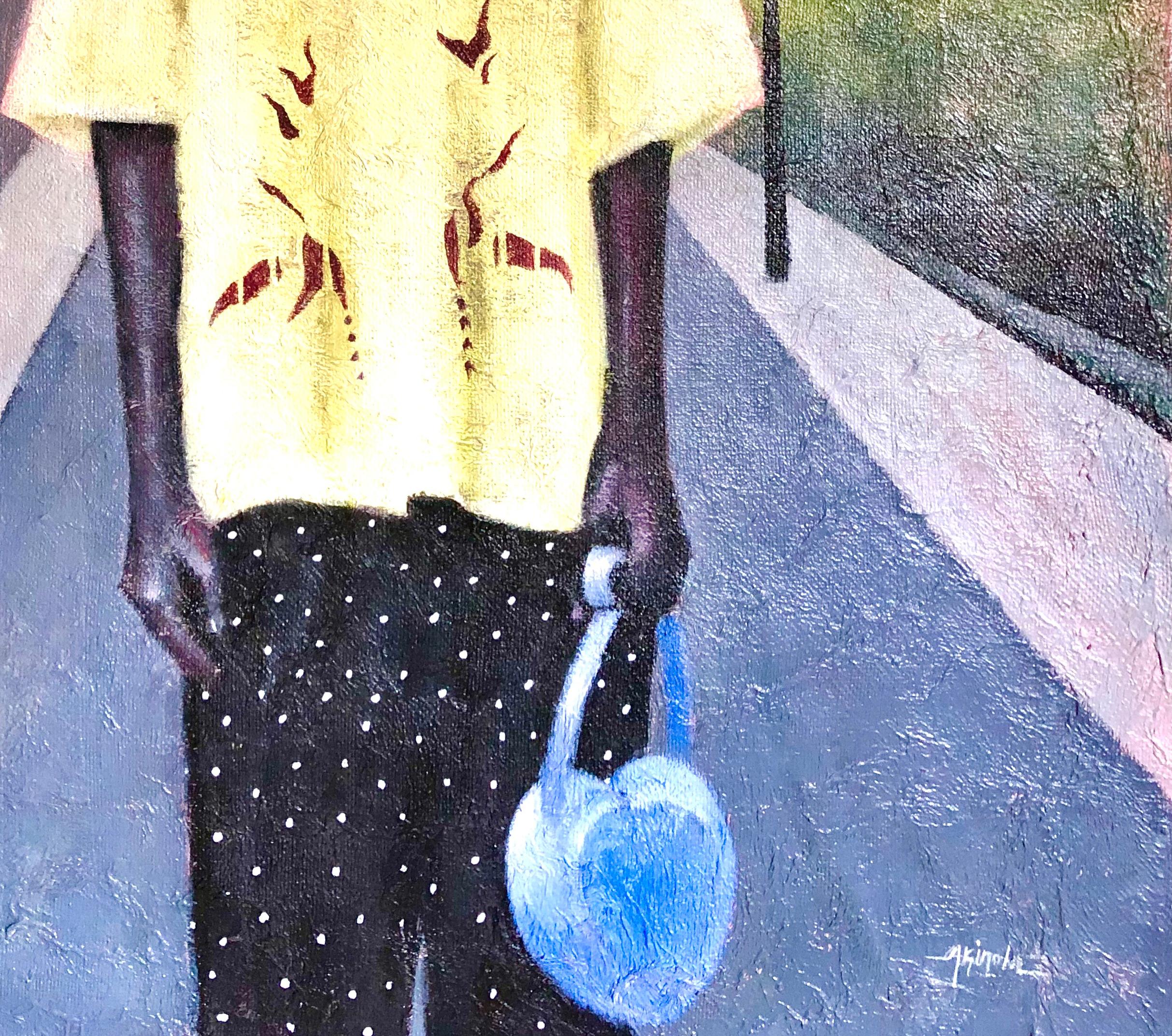 Nostalgia - Gray Figurative Painting by Akinboye Akinola Peter