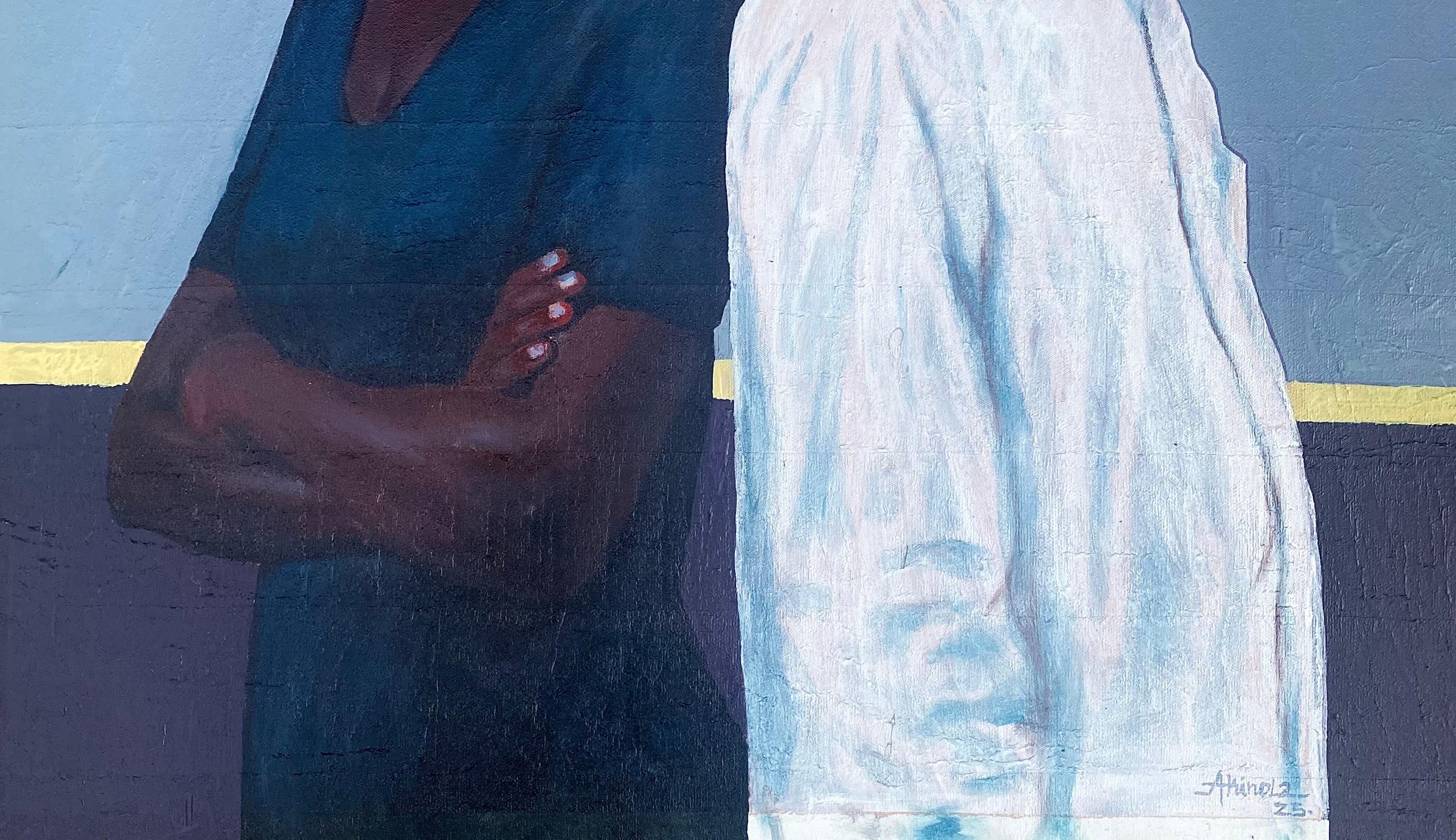 Affari in sospeso  -21° Secolo, Contemporaneo, Figurativo, Coppia, Moda - Figurative Painting Viola di Akinboye Akinola Peter