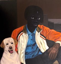 Al Magazzino - 21° secolo, Contemporaneo, Ritratto figurativo, Donna, Cane